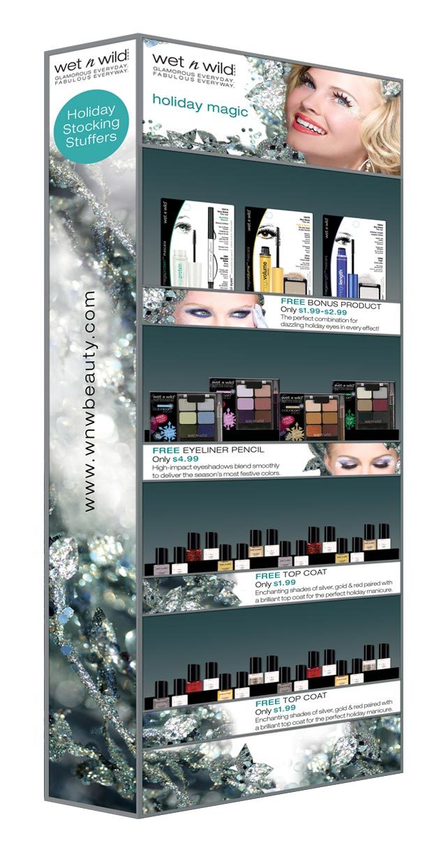 Holiday Promotional Visual Product Merchandise Power Panel display from graphics to foil deco for the packaging of each new component and the strip design.