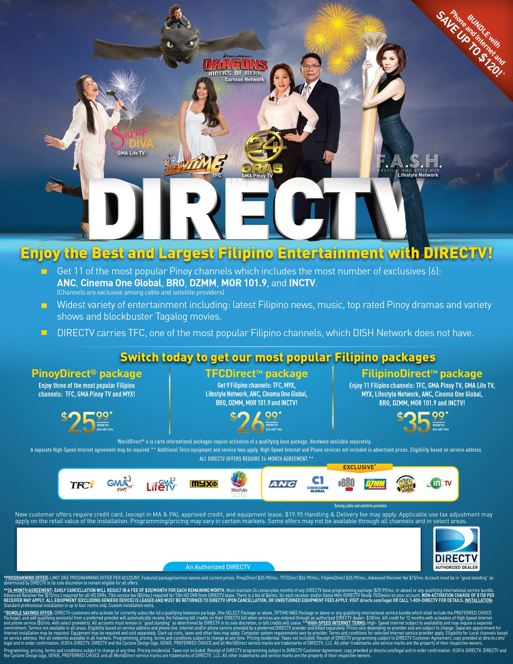 BUNDLE PACK DIRECT TV ADVERTISEMENT FLYER