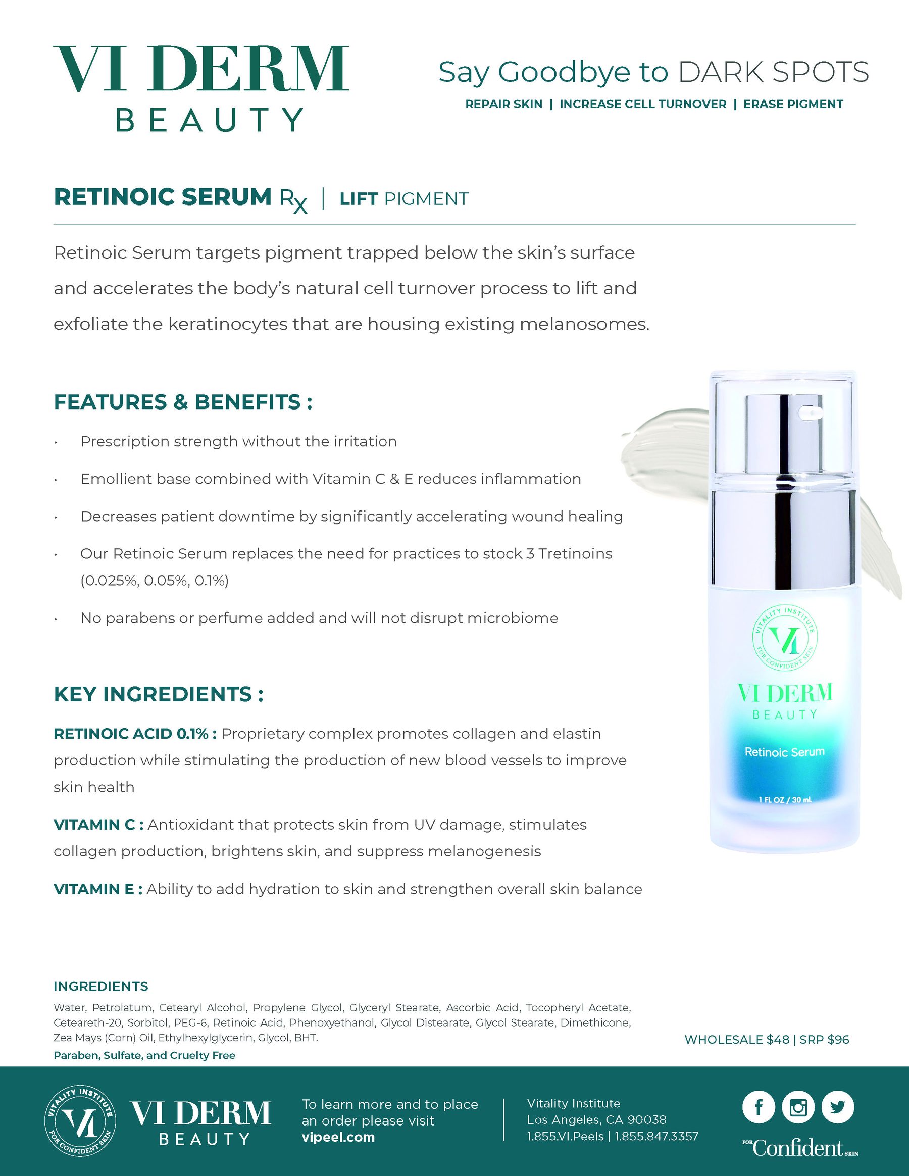 VI Derm Beauty Retinoic Serum Sales Sheet