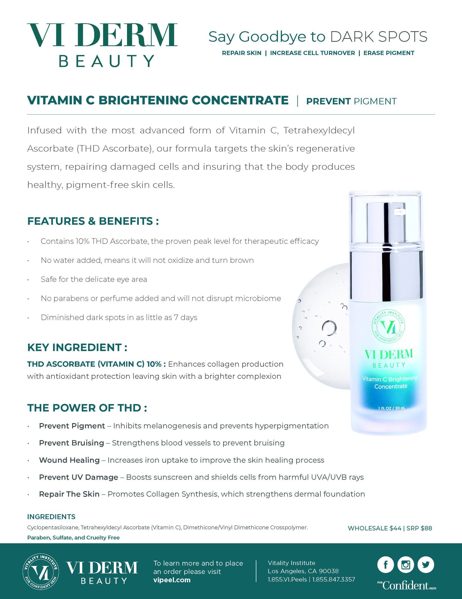VI Derm Beauty Vitamin C Brightening Concentrate Sales Sheet