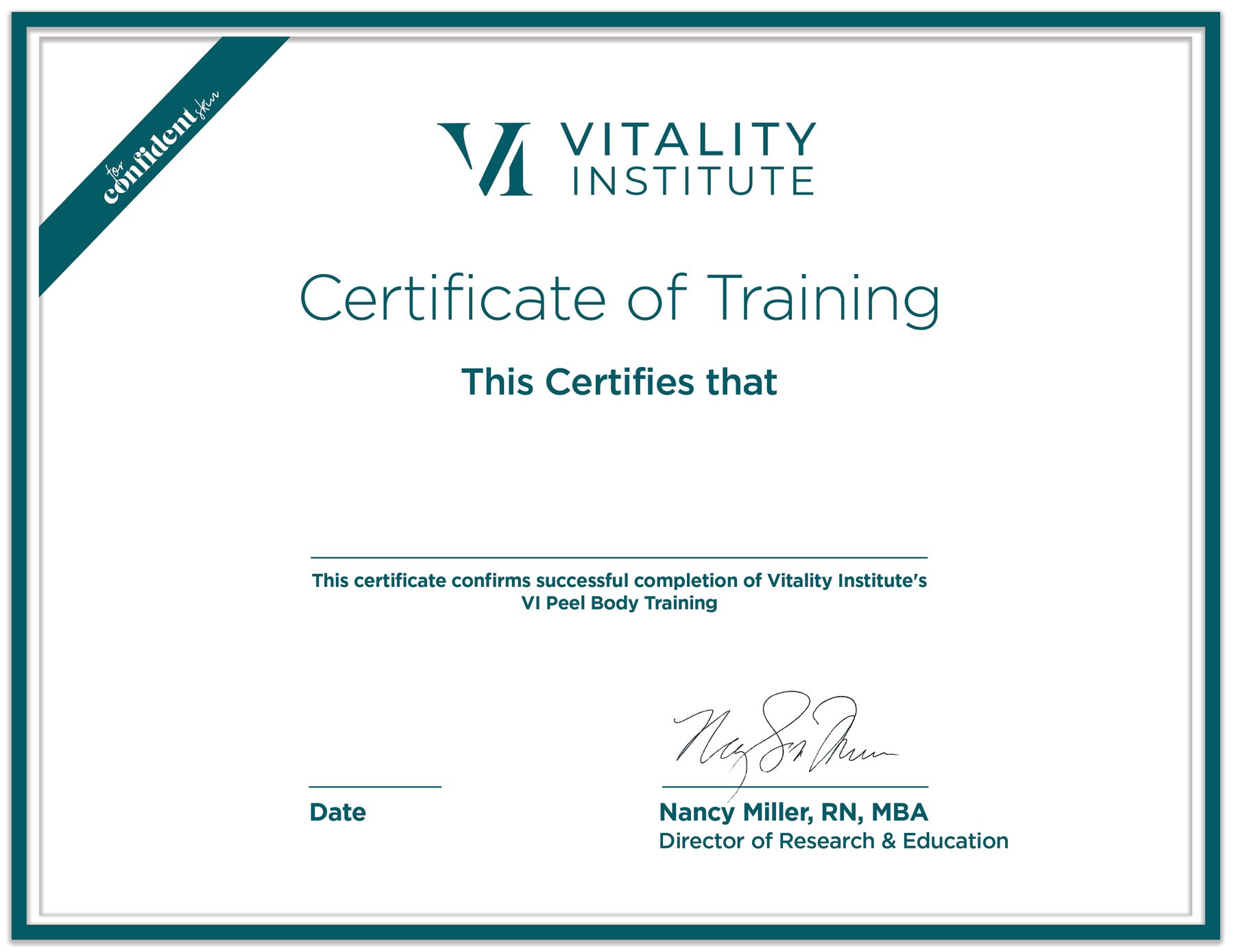 VI Peel Body Education Certificate
